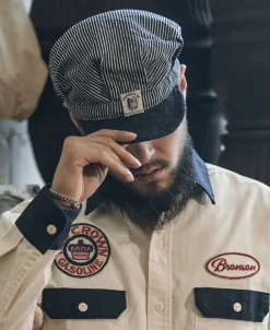 Sale Hickory Stripe Railroad Engineer Cap Hats&caps