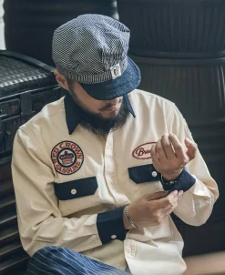 Sale Hickory Stripe Railroad Engineer Cap Hats&caps