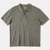 Discount High-low Hem Slub Cotton Polo Shirt - Gray Brown Polo Shirts | Short Sleeve T-Shirts