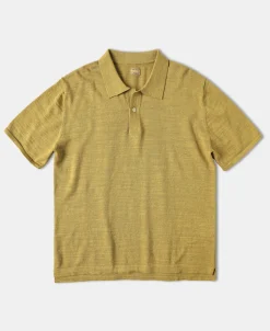 Online High-low Hem Slub Cotton Polo Shirt - Gold Polo Shirts | Short Sleeve T-Shirts