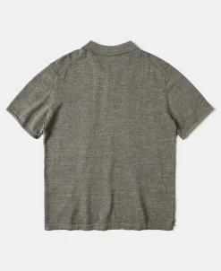 Discount High-low Hem Slub Cotton Polo Shirt - Gray Brown Polo Shirts | Short Sleeve T-Shirts