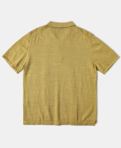 Online High-low Hem Slub Cotton Polo Shirt - Gold Polo Shirts | Short Sleeve T-Shirts