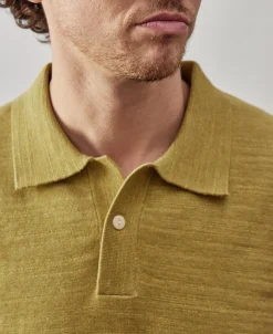Online High-low Hem Slub Cotton Polo Shirt - Gold Polo Shirts | Short Sleeve T-Shirts