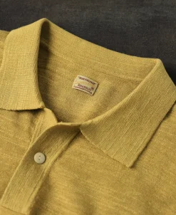 Online High-low Hem Slub Cotton Polo Shirt - Gold Polo Shirts | Short Sleeve T-Shirts