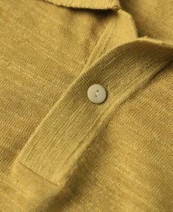 Online High-low Hem Slub Cotton Polo Shirt - Gold Polo Shirts | Short Sleeve T-Shirts