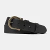 Sale Horseshoe Buckle Leather Belt - Black Belts