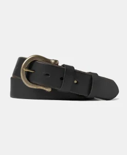 Sale Horseshoe Buckle Leather Belt - Black Belts
