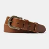 Fashion Horseshoe Buckle Leather Belt - Brown Belts
