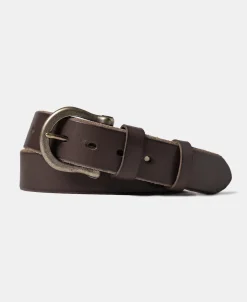 Discount Horseshoe Buckle Leather Belt - Coffee Belts