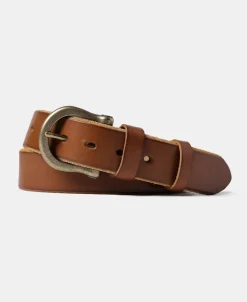 Fashion Horseshoe Buckle Leather Belt - Brown Belts