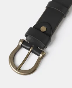 Sale Horseshoe Buckle Leather Belt - Black Belts