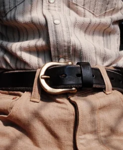 Sale Horseshoe Buckle Leather Belt - Black Belts
