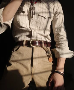 Discount Horseshoe Buckle Leather Belt - Coffee Belts