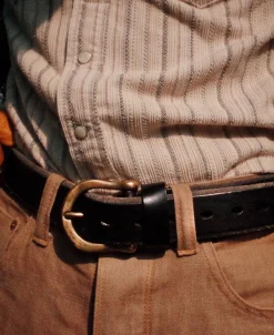 Sale Horseshoe Buckle Leather Belt - Black Belts