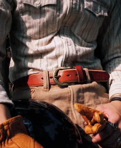 Fashion Horseshoe Buckle Leather Belt - Brown Belts