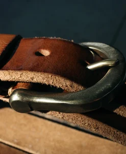 Discount Horseshoe Buckle Leather Belt - Coffee Belts