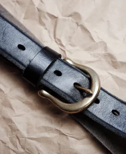 Sale Horseshoe Buckle Leather Belt - Black Belts