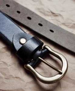 Sale Horseshoe Buckle Leather Belt - Black Belts