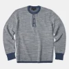 Fashion Indigo Heather Yarns Knitted Henley Shirt Henleys | Long Sleeve T-Shirts