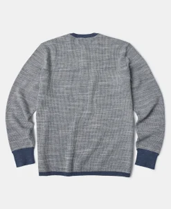 Fashion Indigo Heather Yarns Knitted Henley Shirt Henleys | Long Sleeve T-Shirts