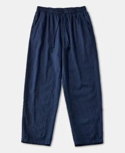 Sale Indigo-Dye Loose Cotton and Linen-Blend Pants Pants&trousers