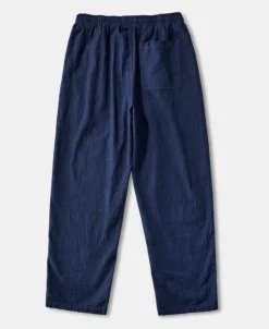 Sale Indigo-Dye Loose Cotton and Linen-Blend Pants Pants&trousers