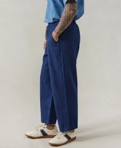 Clearance Indigo-Dye Loose Cotton Herringbone Pants Pants&trousers
