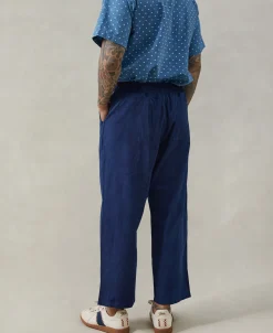 Clearance Indigo-Dye Loose Cotton Herringbone Pants Pants&trousers