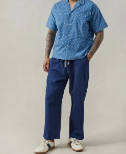 Clearance Indigo-Dye Loose Cotton Herringbone Pants Pants&trousers