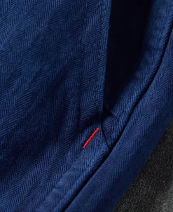 Clearance Indigo-Dye Loose Cotton Herringbone Pants Pants&trousers