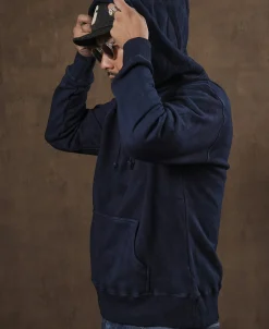Online Indigo-Dyed Cotton-Jersey Hoodie Sweatshirts&hoodies