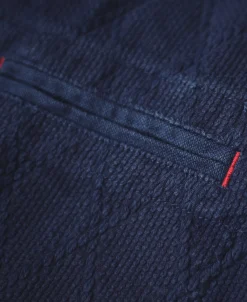 Fashion Indigo-Dyed Sashiko Work Vest Waistcoats