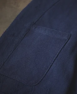 Fashion Indigo-Dyed Sashiko Work Vest Waistcoats