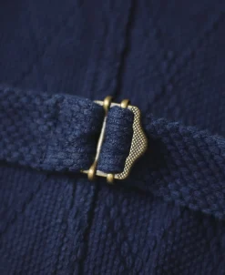Fashion Indigo-Dyed Sashiko Work Vest Waistcoats