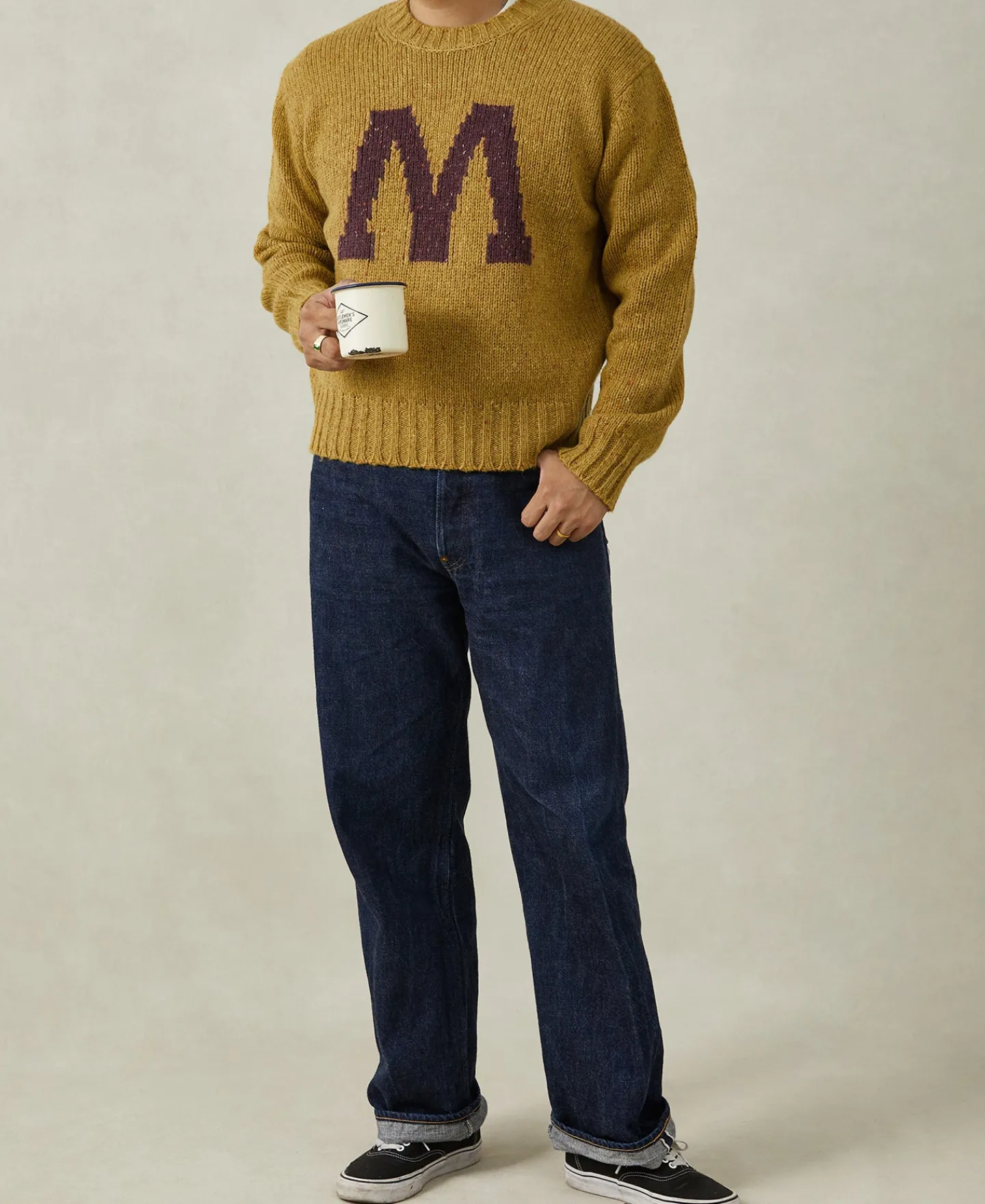 Clearance Ivy League Retro Letter Color Contrast Sweater - Yellow Knitwear&sweaters