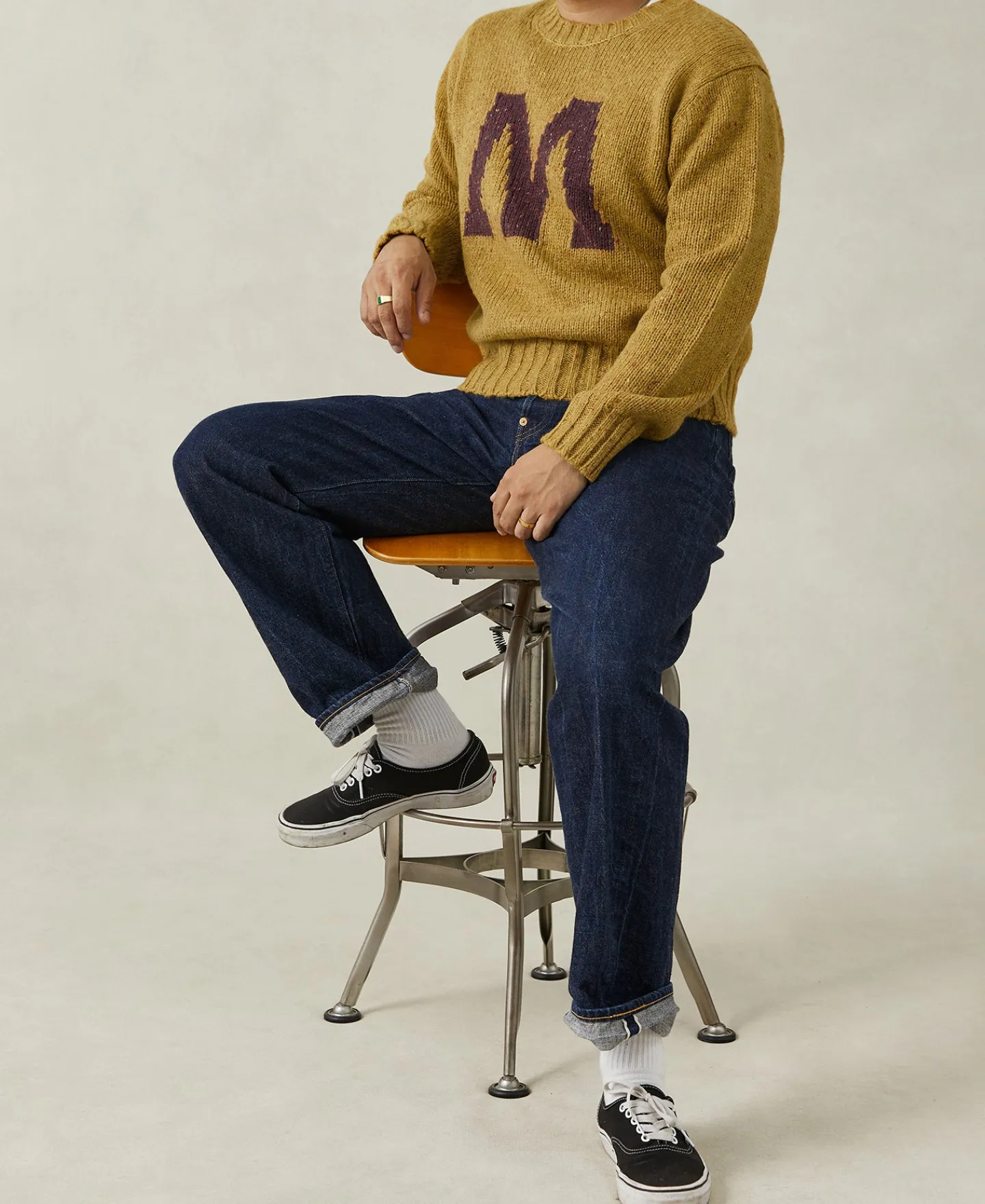 Clearance Ivy League Retro Letter Color Contrast Sweater - Yellow Knitwear&sweaters