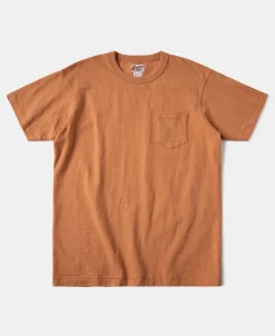 Hot Loopwheel Tubular Slub Cotton Pocket T-Shirt - Orange Short Sleeve T-Shirts | T-shirts