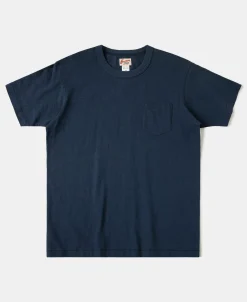Best Loopwheel Tubular Slub Cotton Pocket T-Shirt - Indigo Short Sleeve T-Shirts | T-shirts