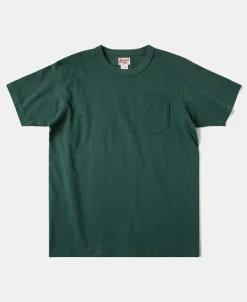 Outlet Loopwheel Tubular Slub Cotton Pocket T-Shirt - Green Short Sleeve T-Shirts | T-shirts