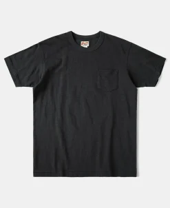Best Loopwheel Tubular Slub Cotton Pocket T-Shirt - Vintage Black Short Sleeve T-Shirts | T-shirts