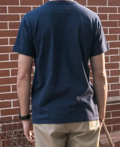 Best Loopwheel Tubular Slub Cotton Pocket T-Shirt - Indigo Short Sleeve T-Shirts | T-shirts
