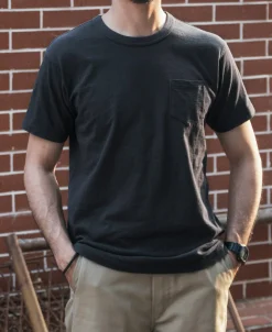 Best Loopwheel Tubular Slub Cotton Pocket T-Shirt - Vintage Black Short Sleeve T-Shirts | T-shirts