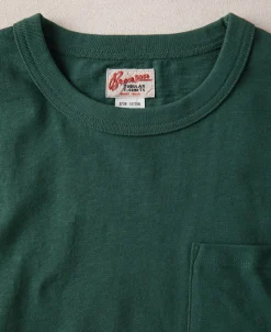 Outlet Loopwheel Tubular Slub Cotton Pocket T-Shirt - Green Short Sleeve T-Shirts | T-shirts
