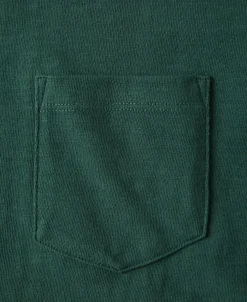 Outlet Loopwheel Tubular Slub Cotton Pocket T-Shirt - Green Short Sleeve T-Shirts | T-shirts