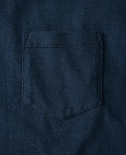 Best Loopwheel Tubular Slub Cotton Pocket T-Shirt - Indigo Short Sleeve T-Shirts | T-shirts