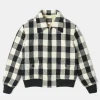 Outlet Lot 356 Buffalo Plaid Wool Ribbed Jacket - White/Black Jackets&coats