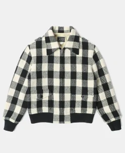Outlet Lot 356 Buffalo Plaid Wool Ribbed Jacket - White/Black Jackets&coats