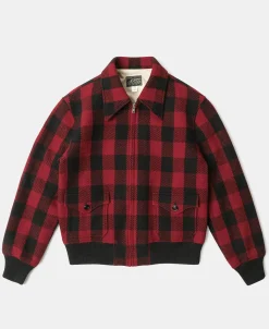 Outlet Lot 356 Buffalo Plaid Wool Ribbed Jacket - Red/Black Jackets&coats