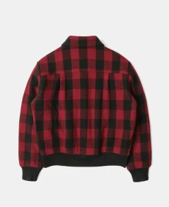 Outlet Lot 356 Buffalo Plaid Wool Ribbed Jacket - Red/Black Jackets&coats