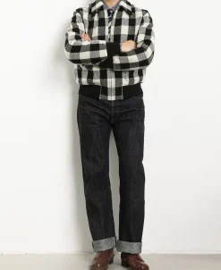 Outlet Lot 356 Buffalo Plaid Wool Ribbed Jacket - White/Black Jackets&coats